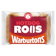 Warburtons Hot Dog Rolls 6 Pack Sliced