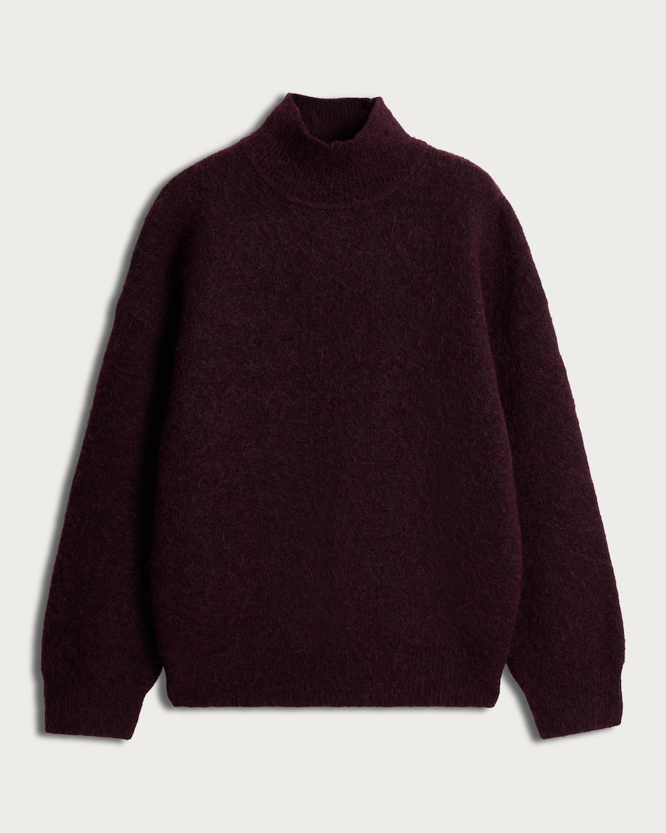 image 1 of F&F Knitted Turtle Neck Jumper in Burgundy