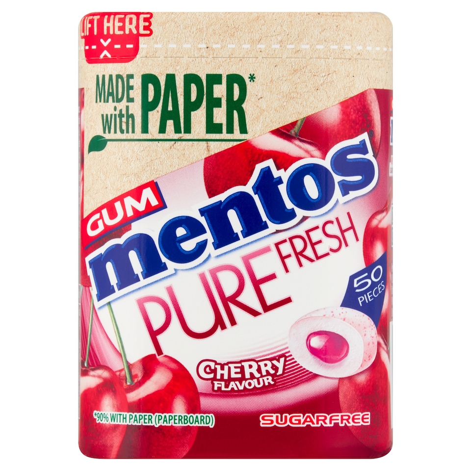 image 1 of Mentos Pure Fresh Cherry Flavour Gum 50 Pieces 97G