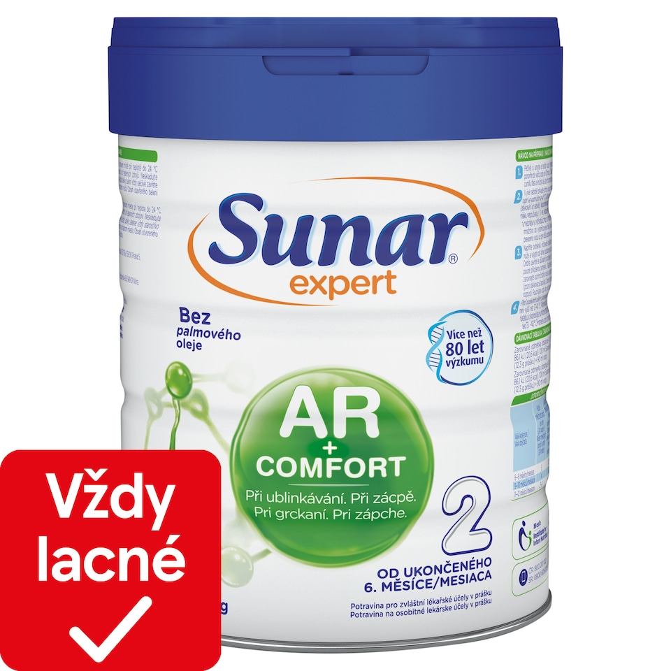 obrázok 1 z Sunar Expert AR+Comfort 2 pokračovacie dojčenské mlieko pri odgrckávaní, zápche a kolikách 700 g
