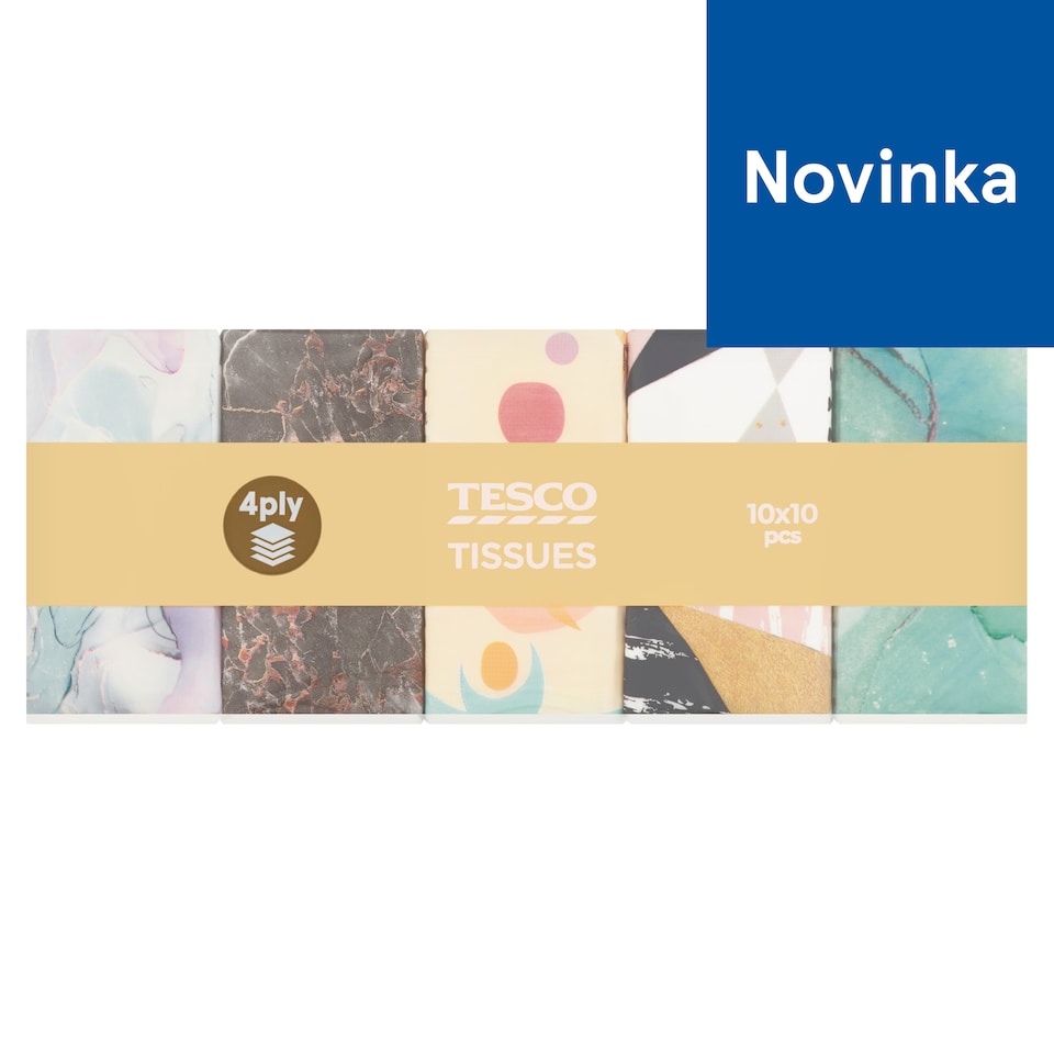 Tesco Papierové vreckovky 4 vrstvy 10 x 10 ks