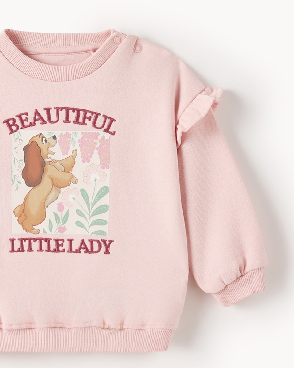 image 1 of Disney Lady & The Tramp Cotton Rich Sweatshirt and Trousers Set in Pink
