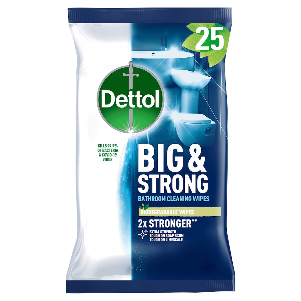 image 1 of Dettol Big & Strong Limescale Bathroom Cleaning Wipes 25 Pack