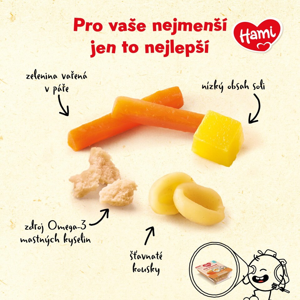 image 1 of HAMI meat and vegetable plate Pasta with carrots and chicken 200 g