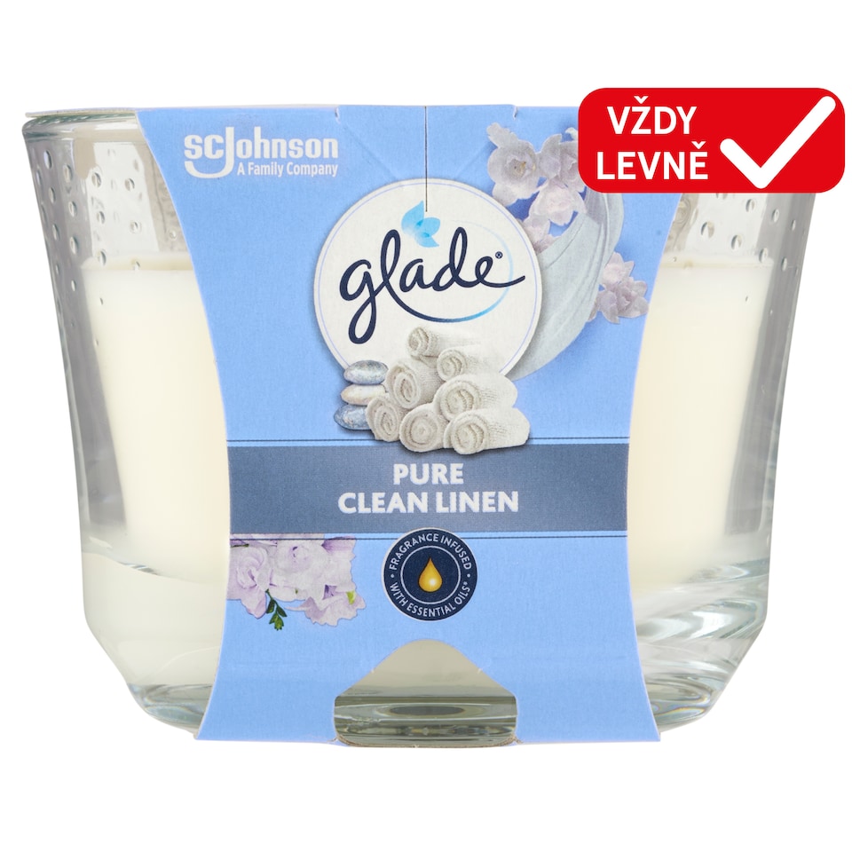 Obrázek 1 pro produkt Glade Maxi Pure Clean Linen parfémovaná svíčka 204g