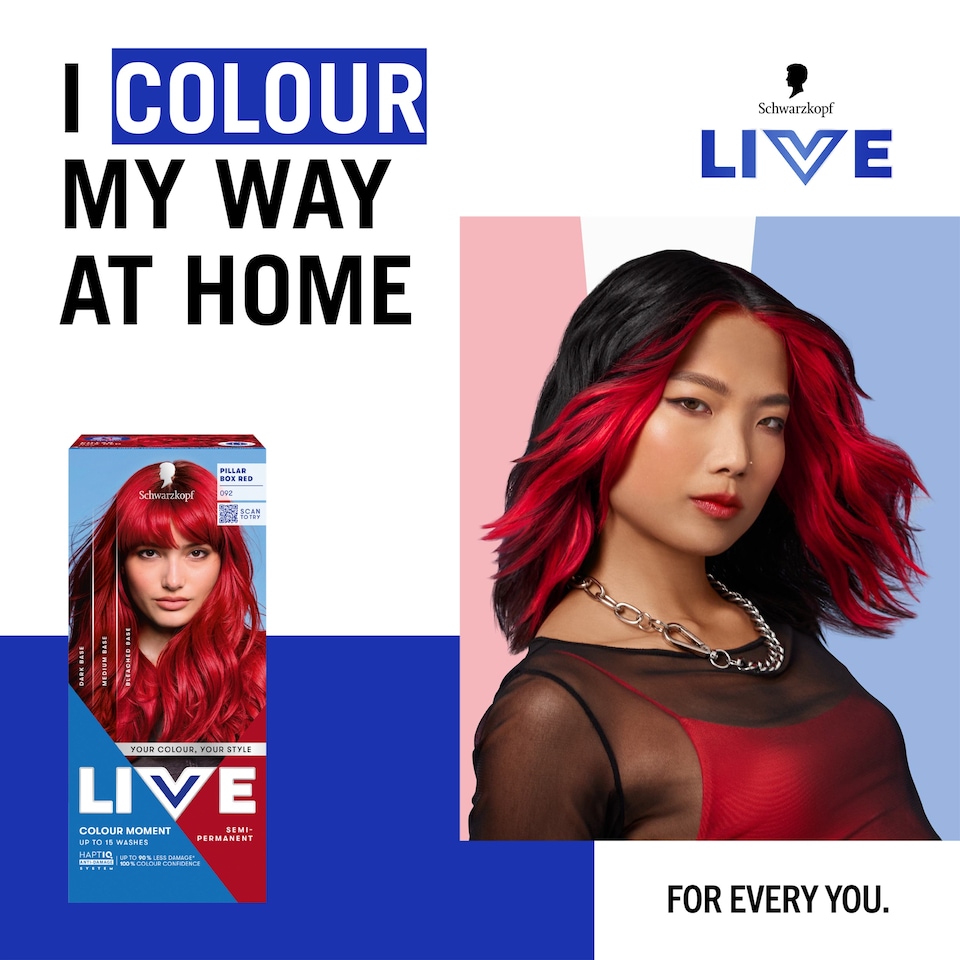 image 1 of Schwarzkopf LIVE Colour Moment 092 Pillar Box Red Semi-Permanent Hair Dye