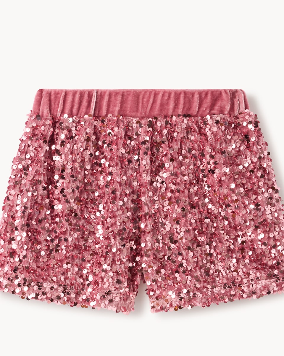 image 1 of F&F Girls Sequin Top and Shorts Set in Pink