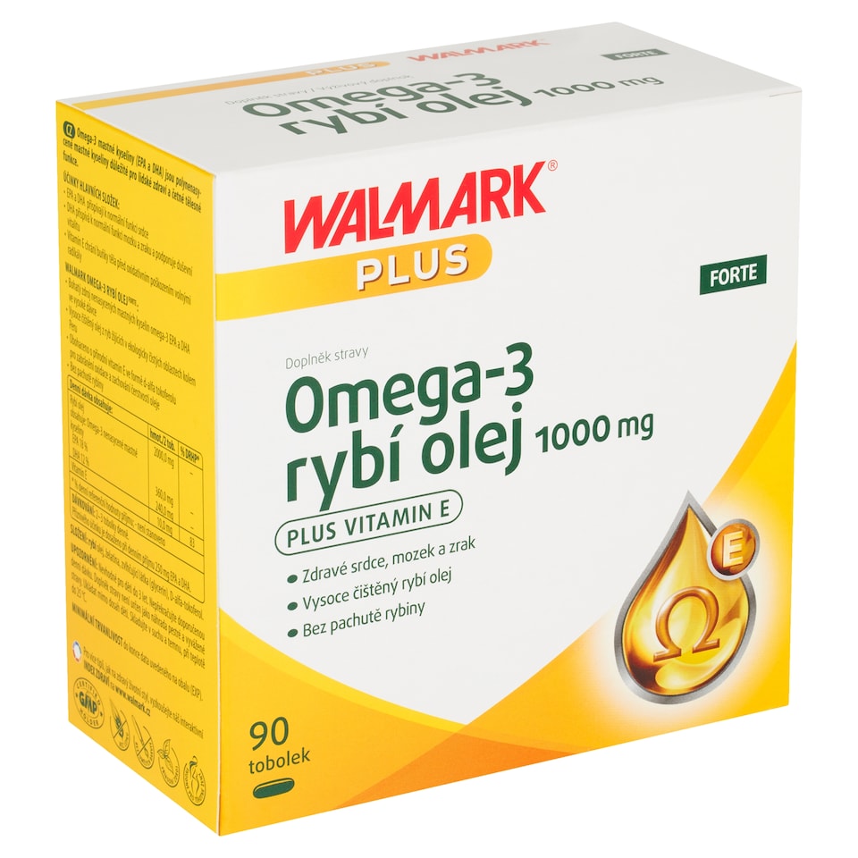 Obrázek 1 pro produkt Walmark Plus Omega-3 rybí olej Forte 1000 mg doplněk stravy 90 tobolek 123,8g