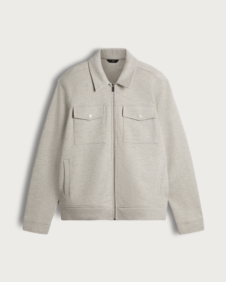 image 1 of The F&F Edit Cotton Rich Pocket Detail Shacket in Stone