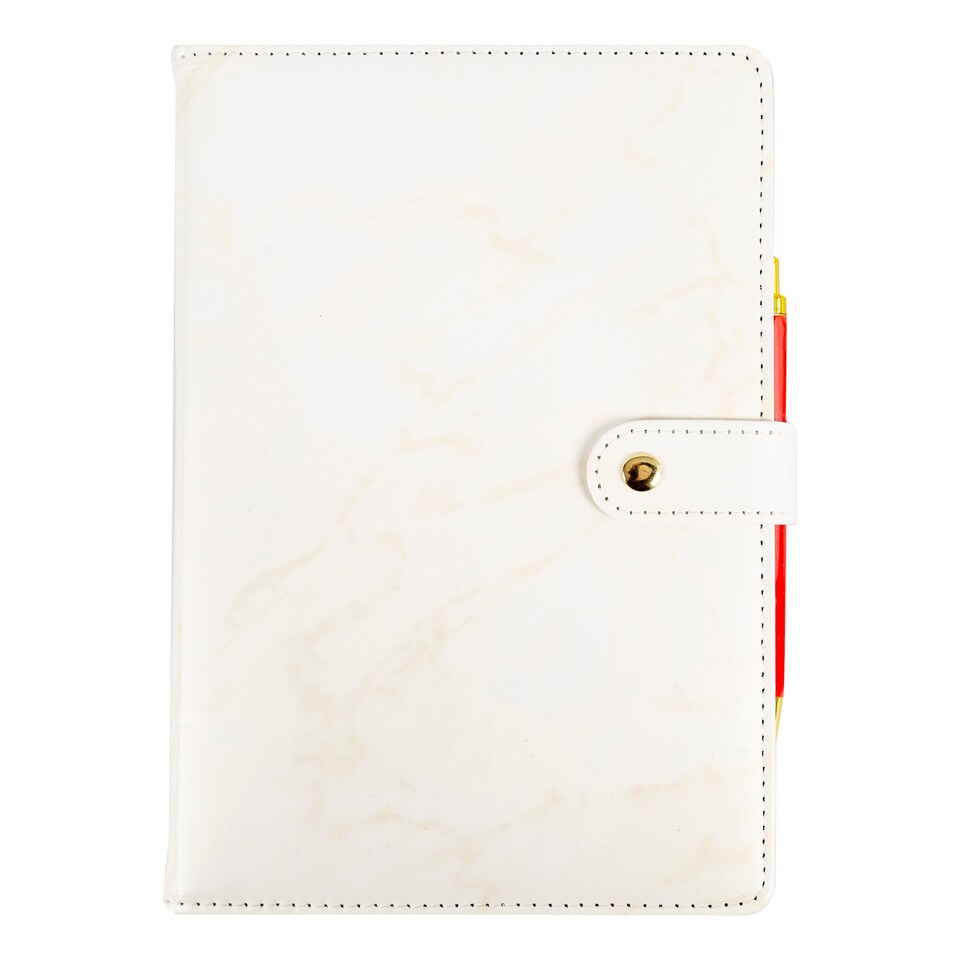 Gingham Bow A5 Journal & Pen Marble with popper