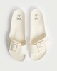 image 2 of F&F Buckle Detail Slip On Sandals in Cream