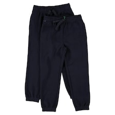 F&F School Unisex 2-Pack Cotton Rich Cuffed Joggers in Navy