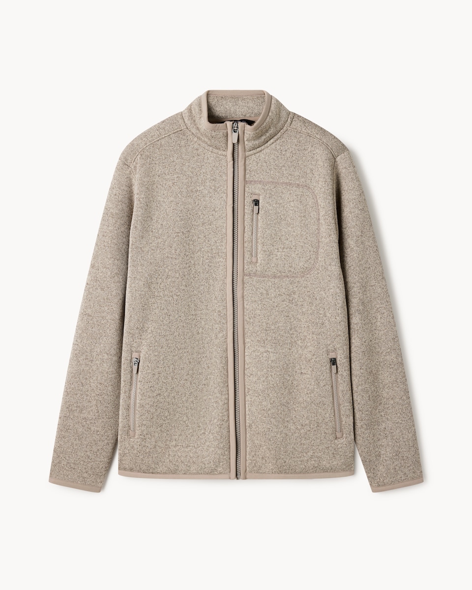 image 1 of F&F Active EVERYHOUR Textured Zip Up Jacket in Ecru