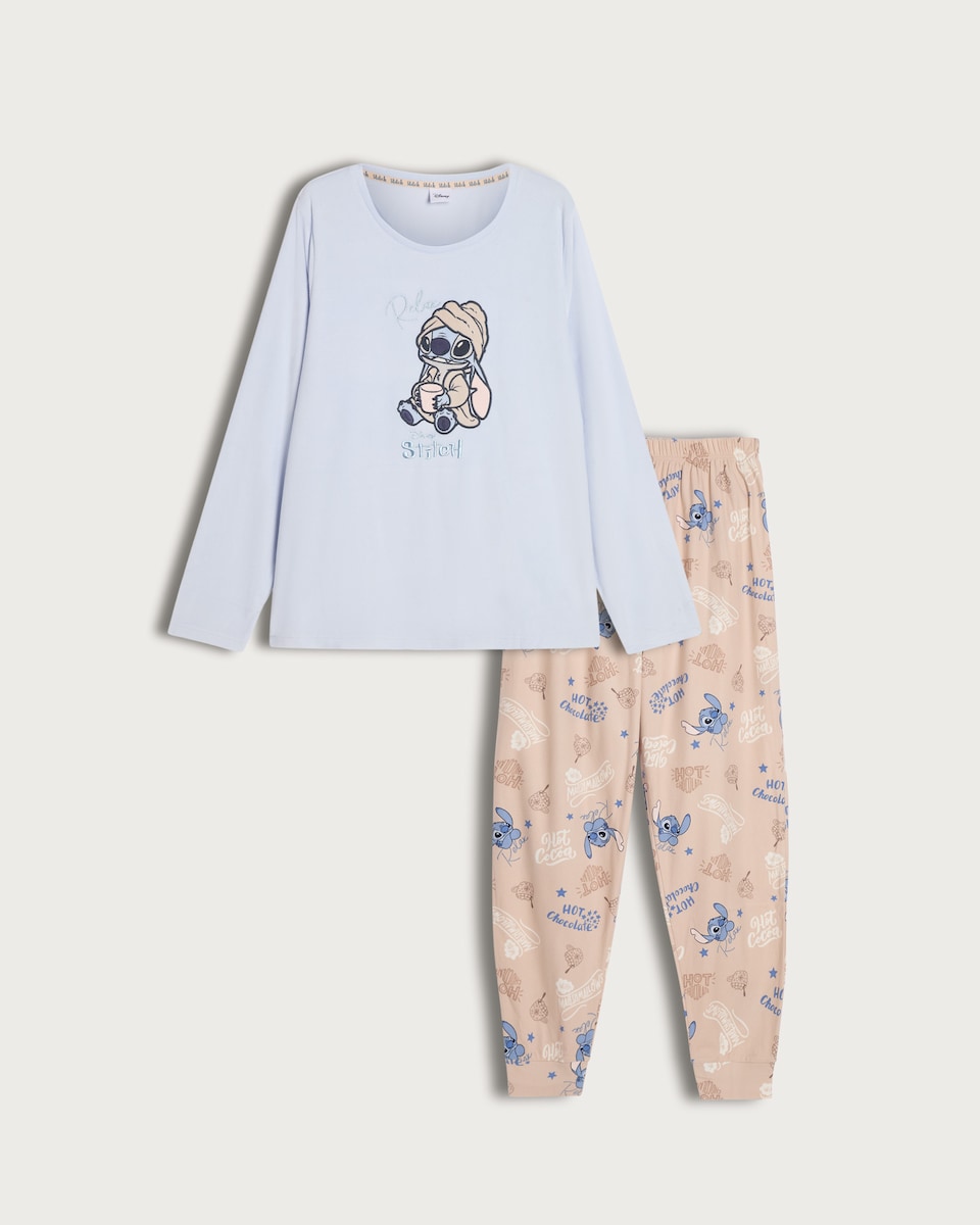 image 1 of Disney Lilo & Stitch Fleece Pyjamas in Blue