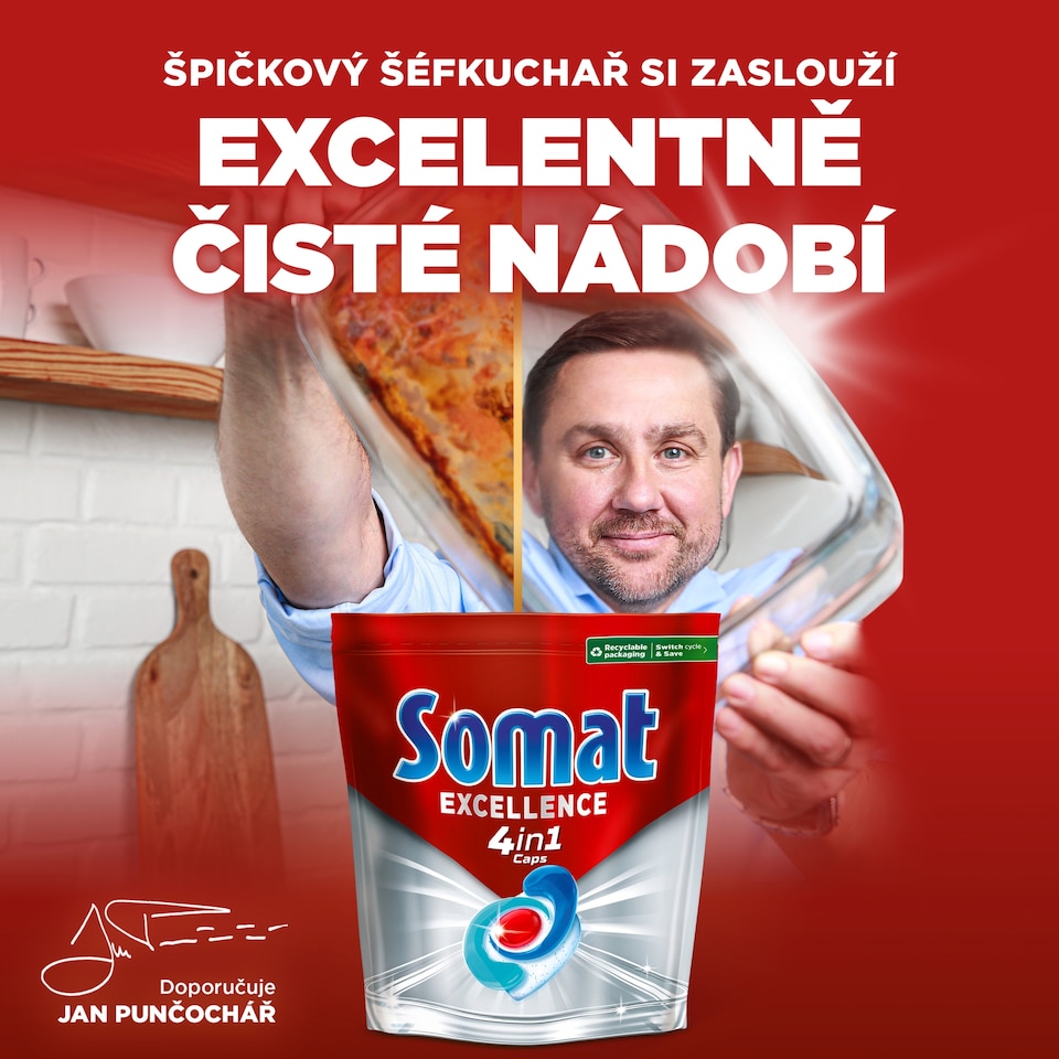 Obrázek 1 pro produkt Somat Excellence 4in1 kapsle do automatické myčky na nádobí 60 ks 1140g