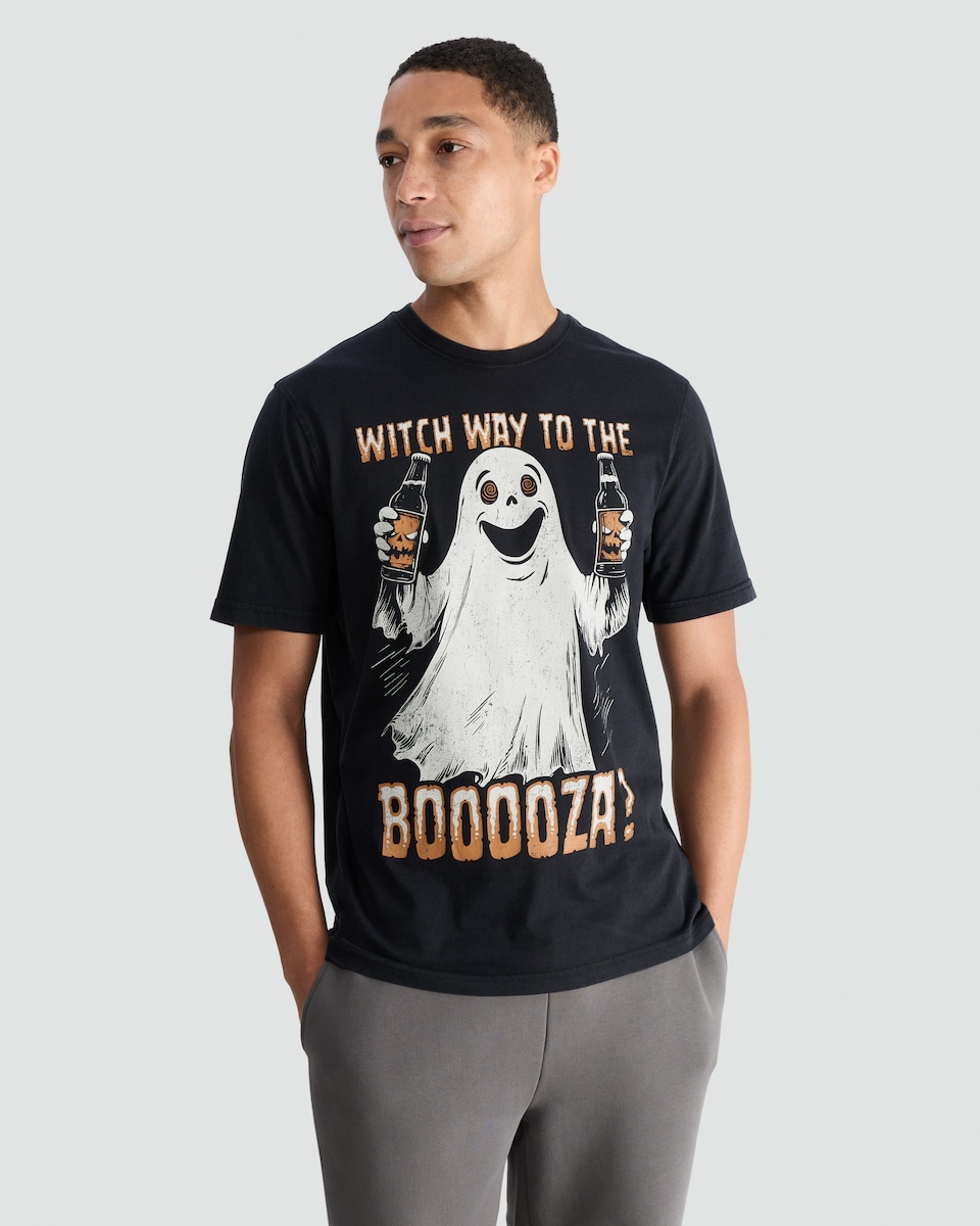 image 1 of F&F Pure Cotton Crew Neck Booza T-Shirt in Black