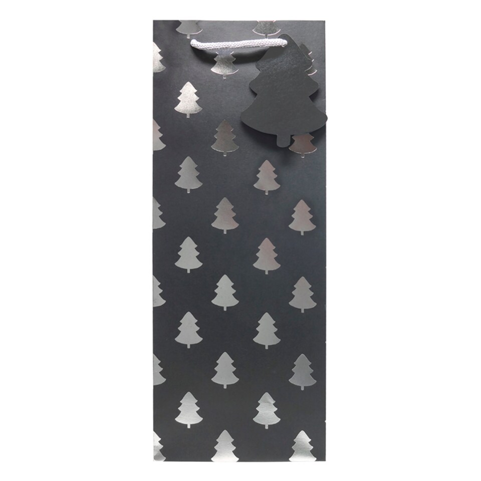 image 1 of T. Black Tree Bottle Gift Bag