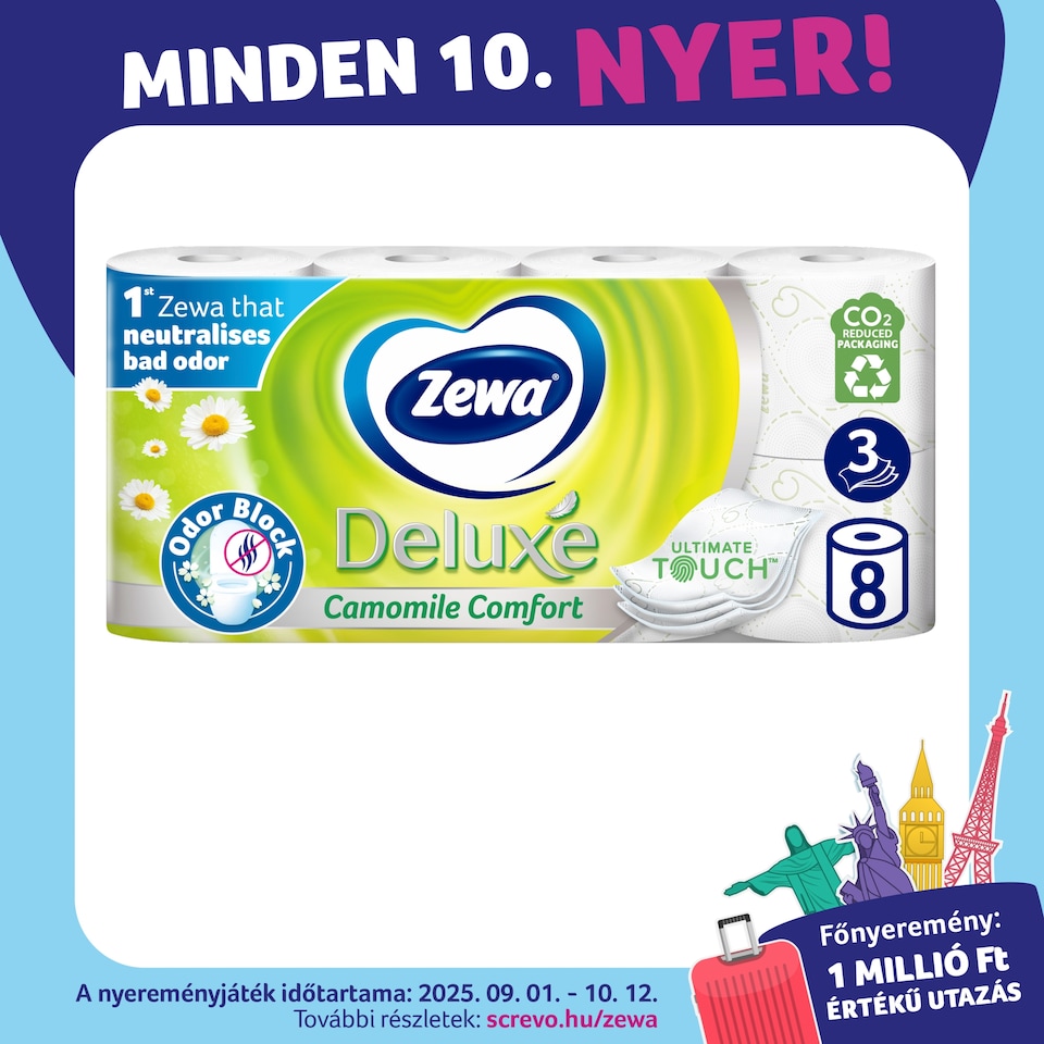 Zewa Deluxe Camomile Comfort toalettpapír 3 rétegű 8 tekercs  1. kép