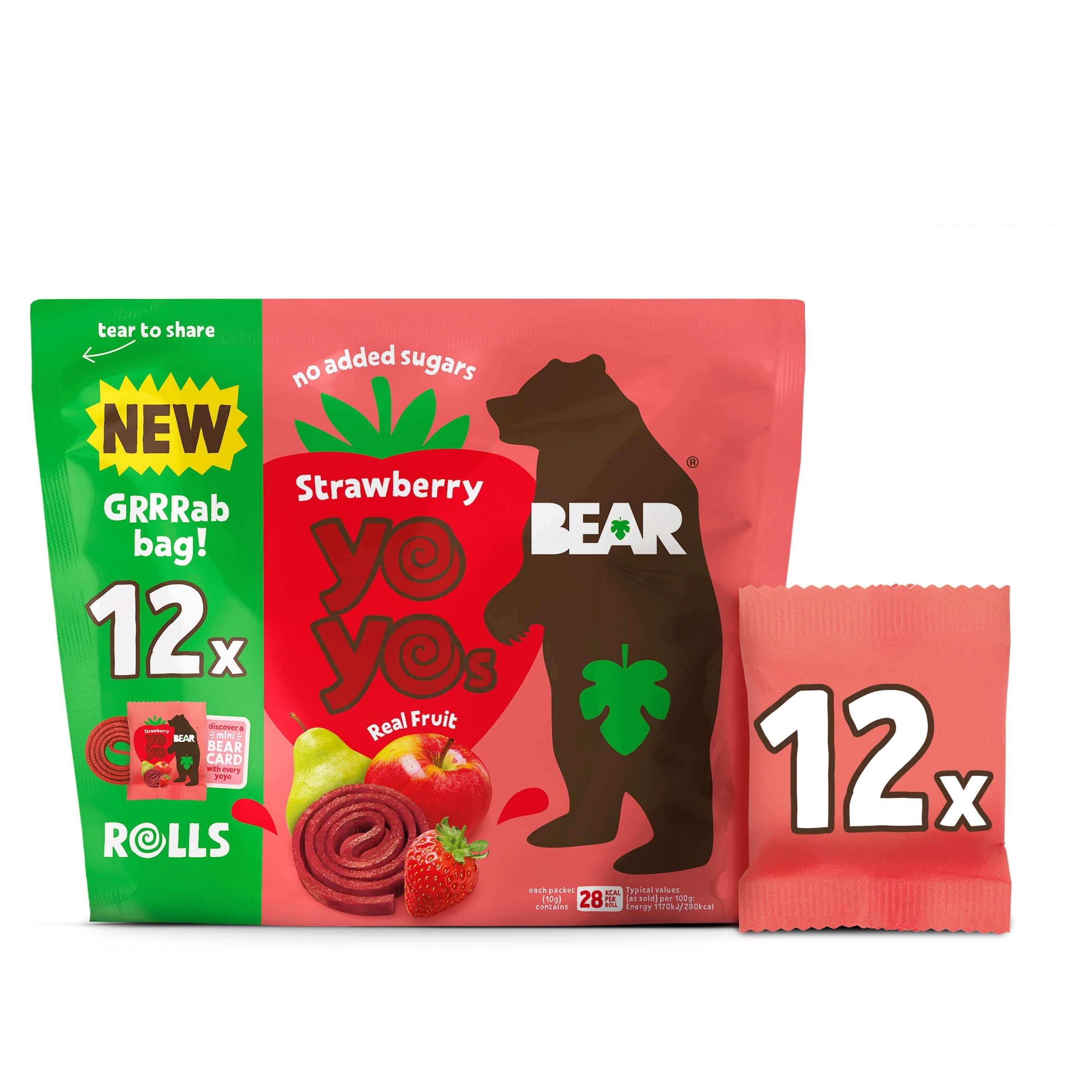 BEAR Fruit Yoyos Strawberry Sharing Box 12 x 10g