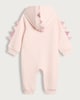 image 2 of F&F Baby Cotton Rich Dinosaur Spike Hooded Onesie in Pink