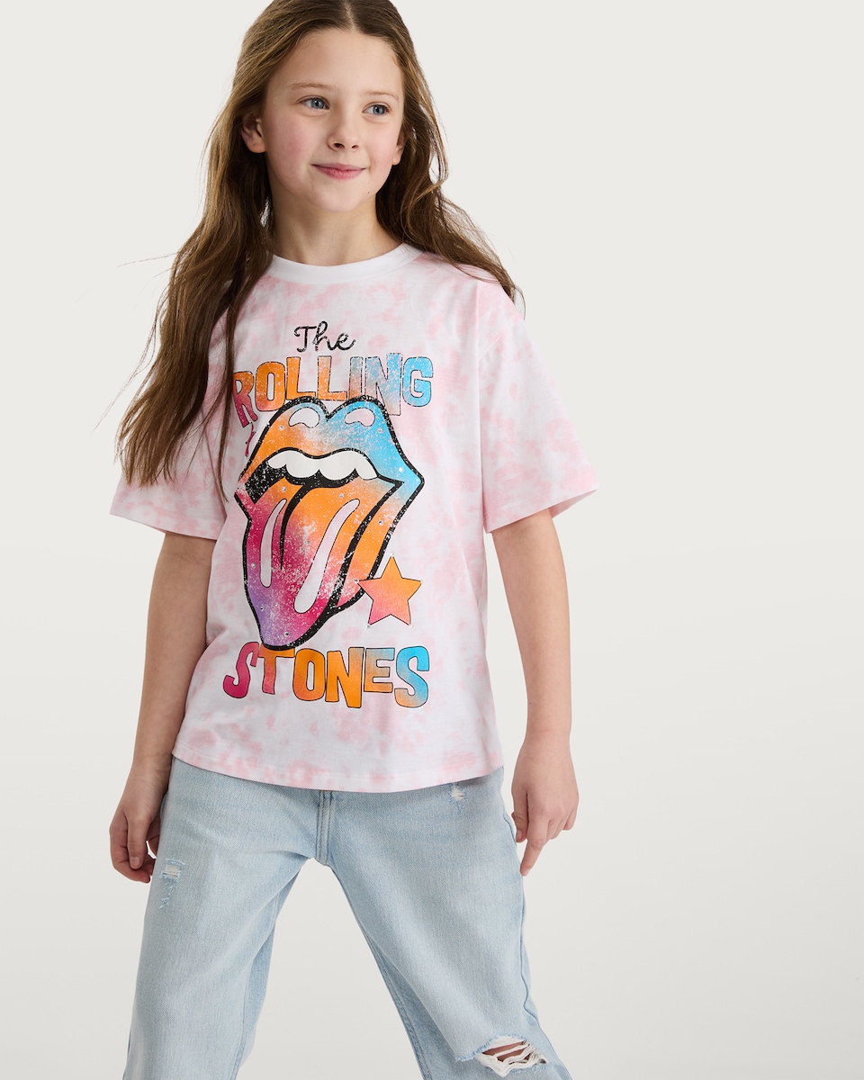 image 1 of The Rolling Stones Tie-Dye T-Shirt in Pink