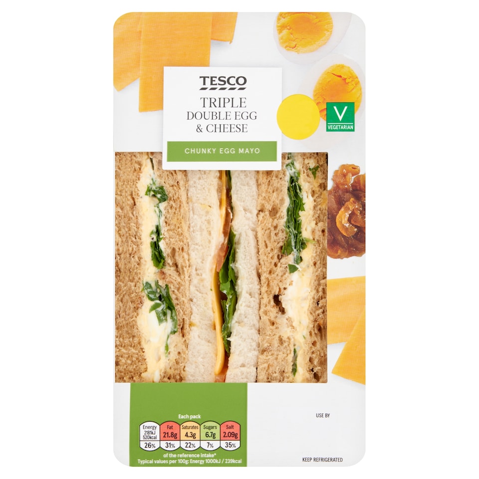 Tesco Triple Double Egg & Cheese Sandwich 218G