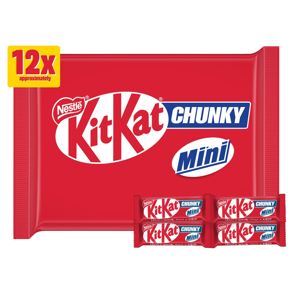 image 1 of KitKat Chunky Mini Milk Chocolate Bars 12 Pack Multipack 194g