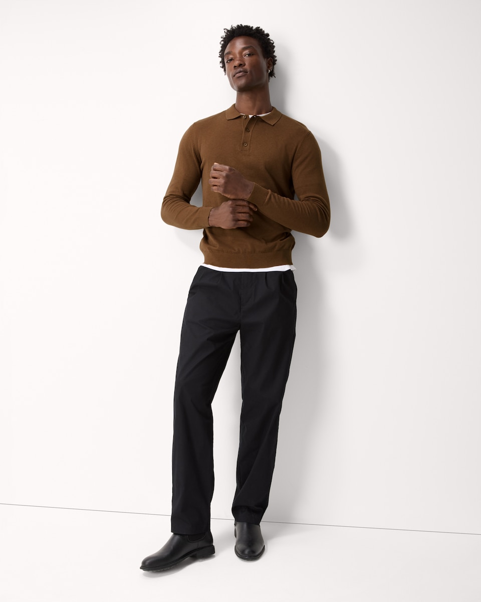 image 1 of F&F Pure Cotton Knitted Polo Jumper in Brown