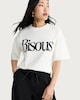 image 2 of F&F Pure Cotton Bisous Slogan Boxy Fit T-Shirt in Cream