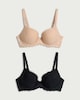 image 5 of F&F 2-Pack Lace Trim Wired T-Shirt Bras in Nude