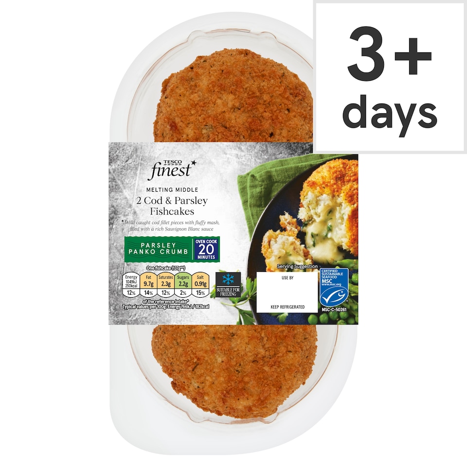 Tesco Finest 2 Cod & Parsley Fishcakes 290G