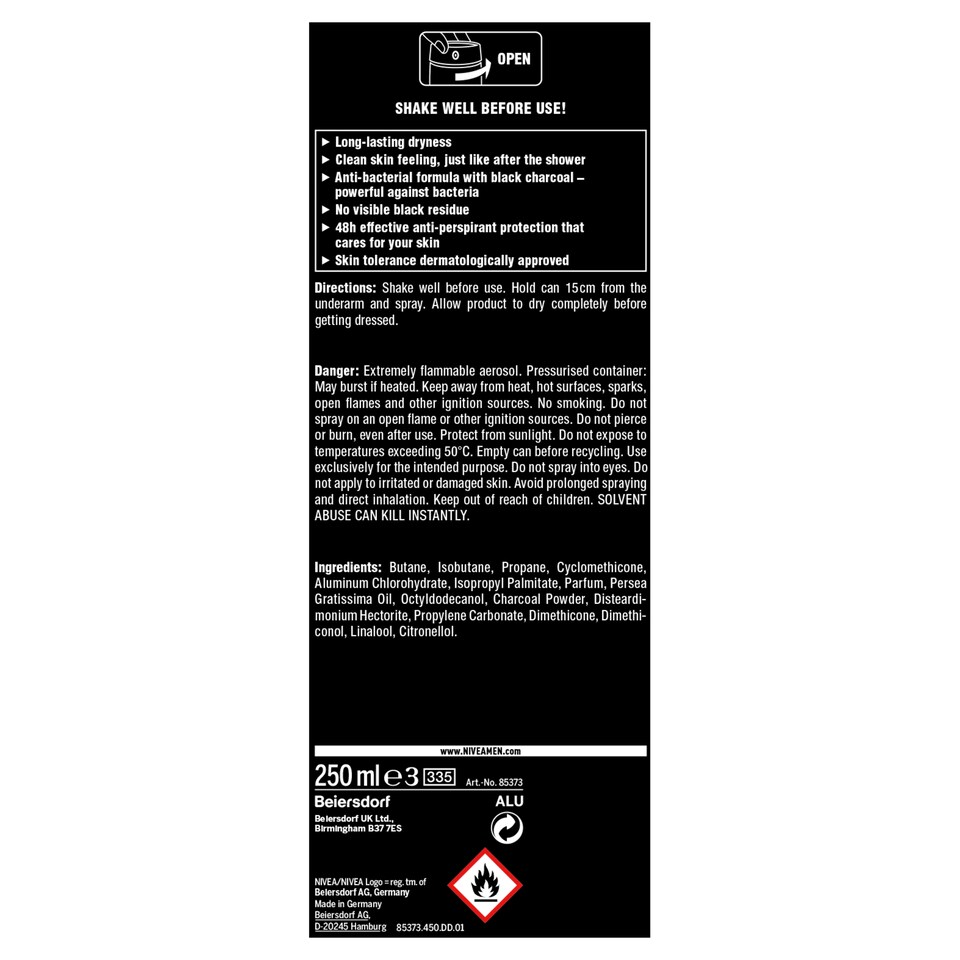 image 1 of Nivea Men Deo Deep Black Char- Coal Amazonia