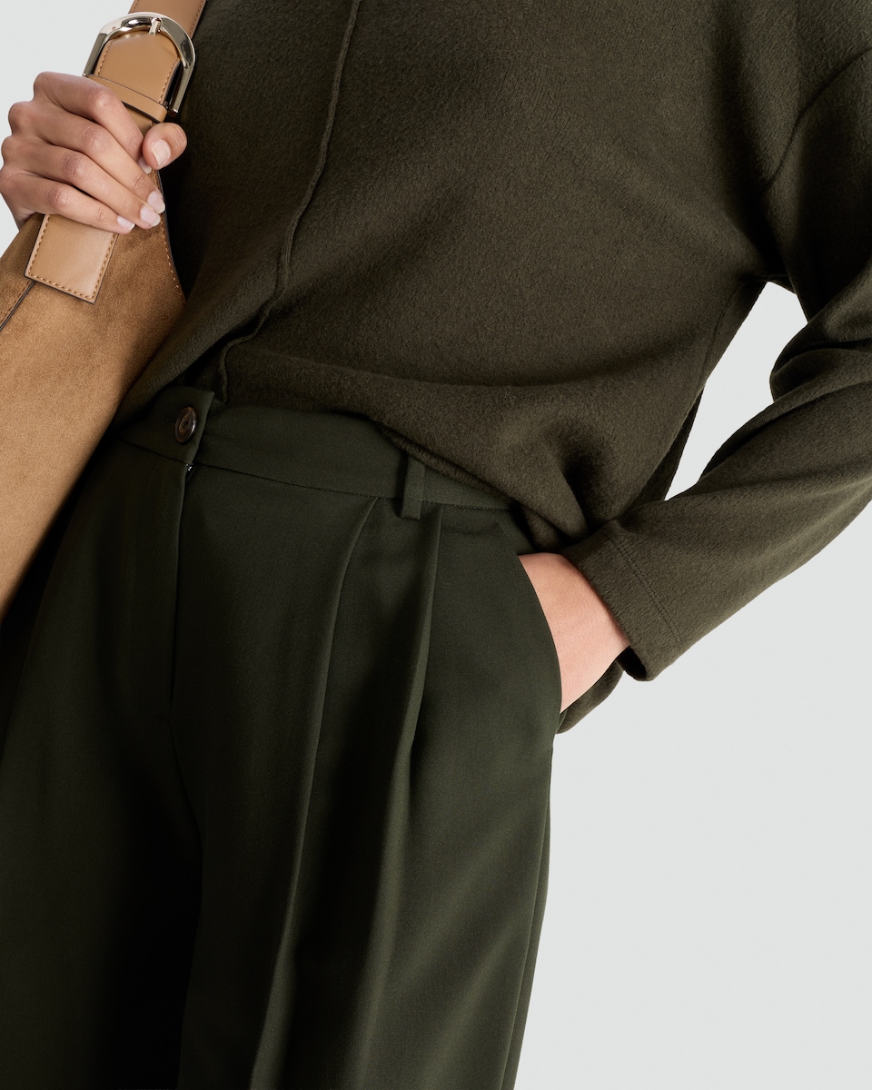 image 1 of The F&F Edit Super Wide Leg Trousers in Green