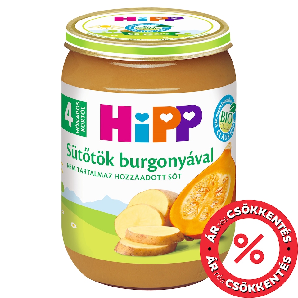 HiPP sütőtök burgonyával főzelék a babának 4 hónapos kortól 190 g
