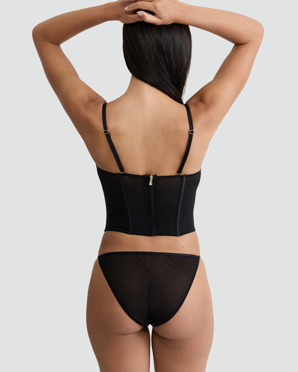 image 1 of F&F Floral Embroidered Corset in Black