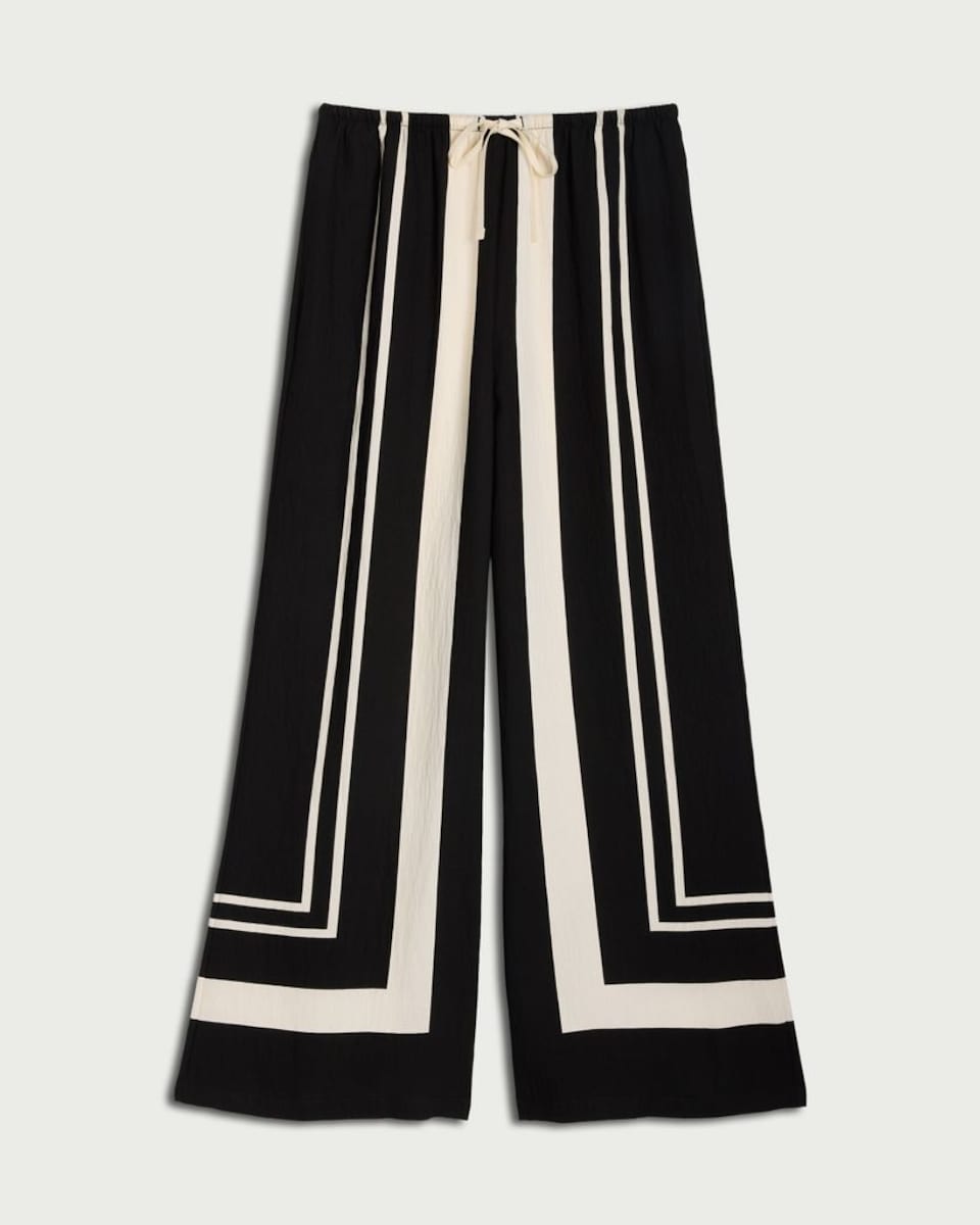 image 1 of F&F Geometric Print Wide Leg Trousers in Multi Black