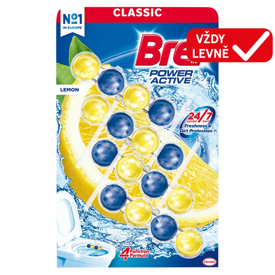 Bref Power Active Lemon Solid Toilet Block 4 x 50g