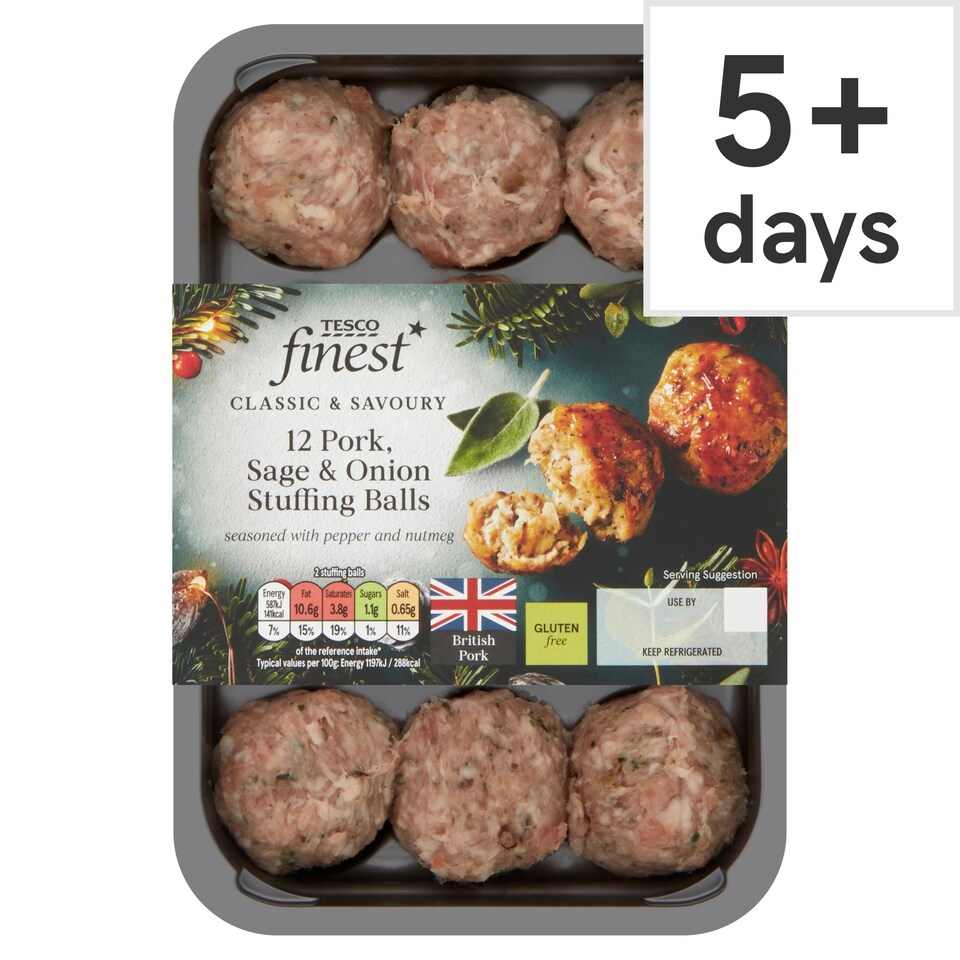 Tesco Finest* 12 Sage And Onion Stuffing Balls 350G Tesco Groceries