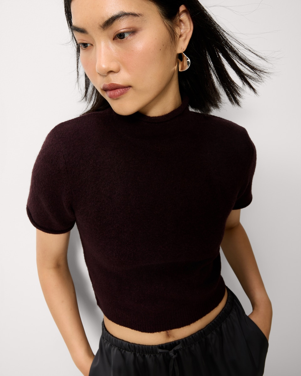 image 1 of F&F Turtle Neck Jumper with Wool in Burgundy