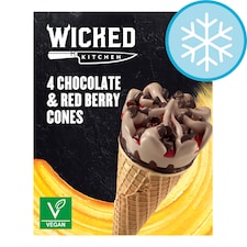 Wicked Kitchen Chocolate & Red Berry Cones 4X120ml