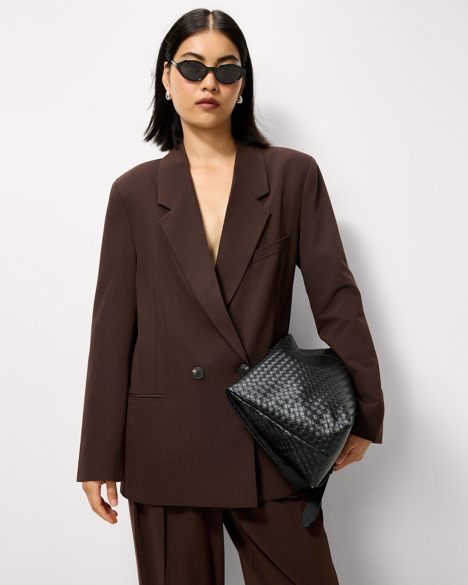 image 1 of F&F Tailored Double Breasted Blazer in Brown