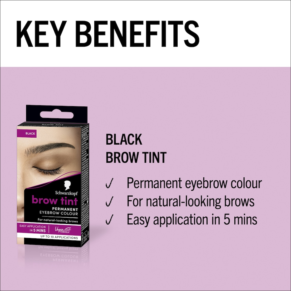 image 1 of Schwarzkopf Brow Tint Permanent Eyebrow Colour Black