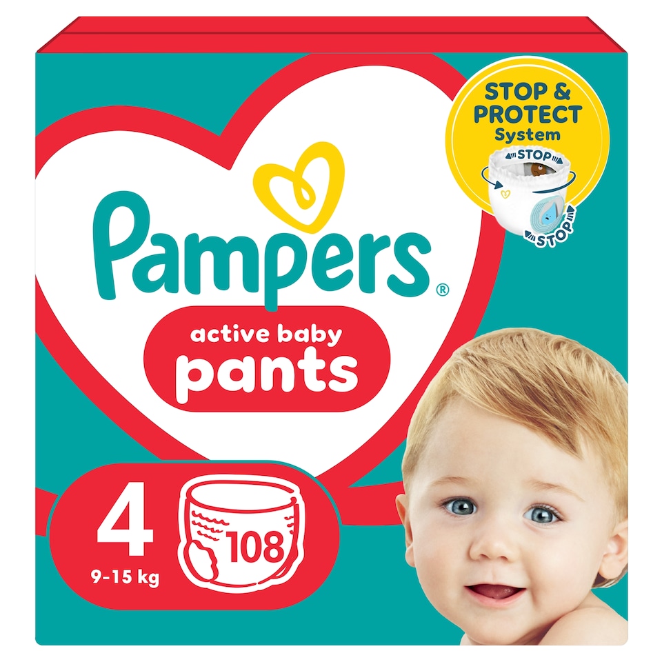 image 1 of Pampers Active Baby Pants Size 4, 108 Nappies, 9kg-15kg
