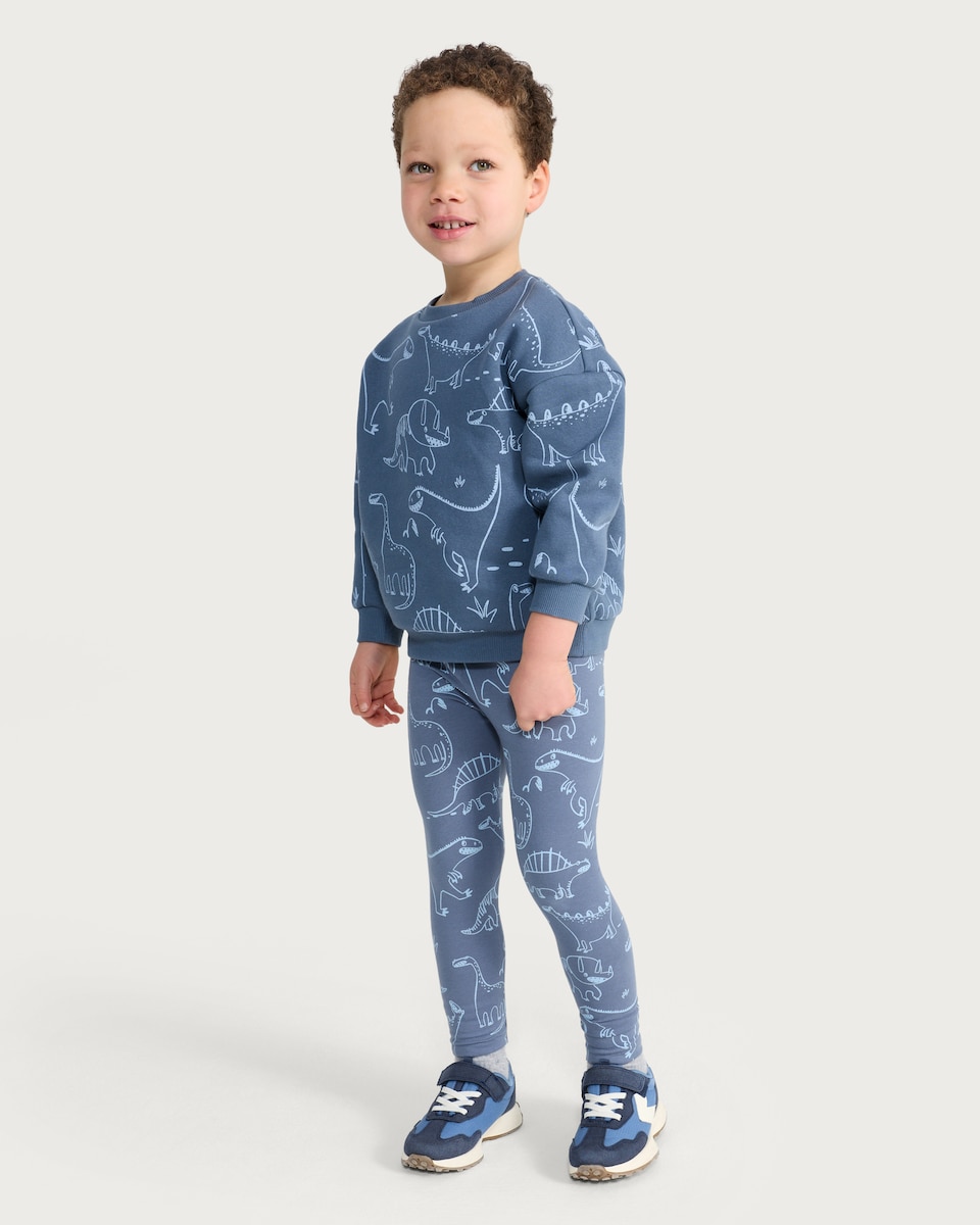 image 1 of F&F Boys 3-Pack Cotton Rich Dinosaur Leggings in Multi