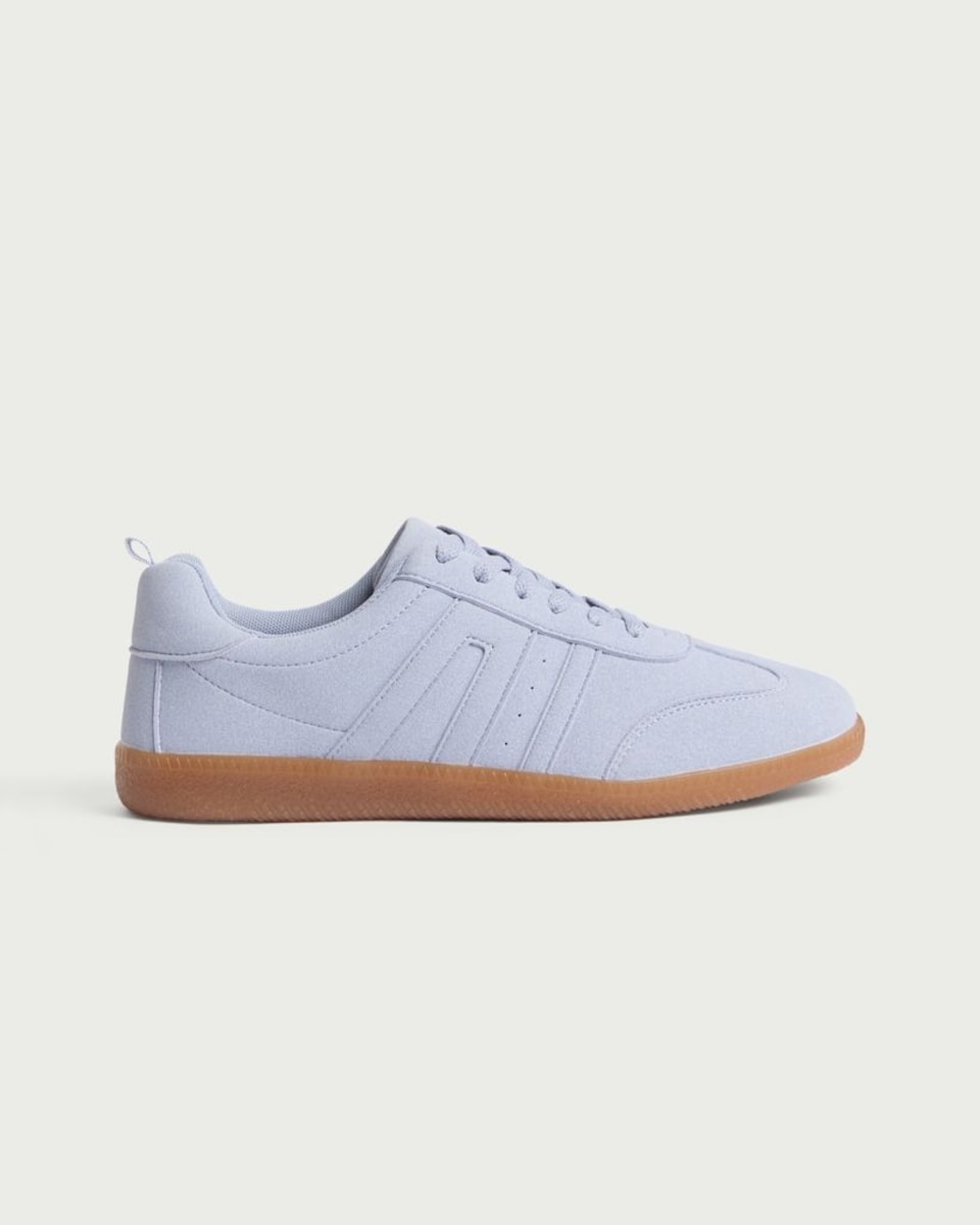 image 1 of F&F Contrast Sole Lace Up Trainers in Blue