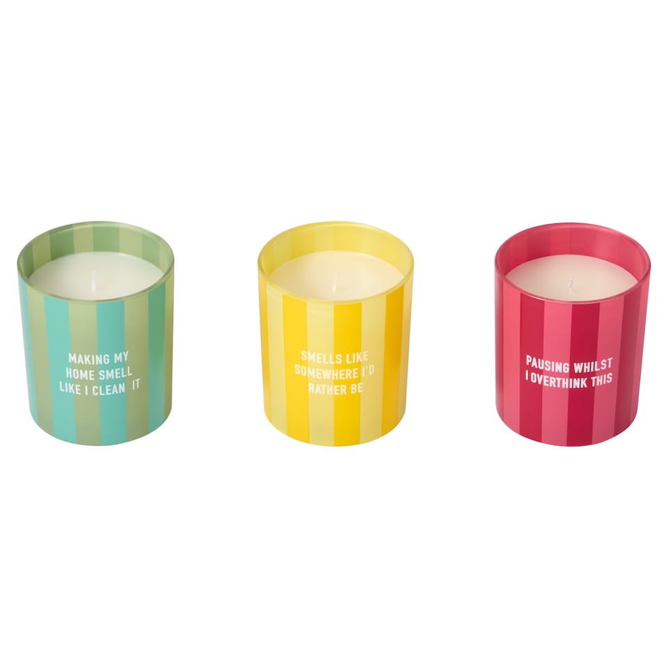 image 1 of F&F Home Block Stripe Slogan Jar Candle Assortment