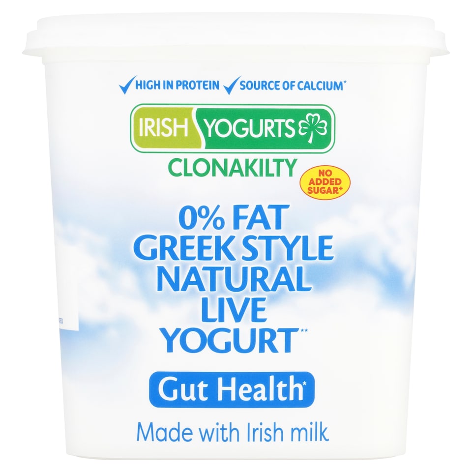 Irish Yogurts Gut health Clonakilty 0% Fat Greek Style Natural live Yogurt 1kg