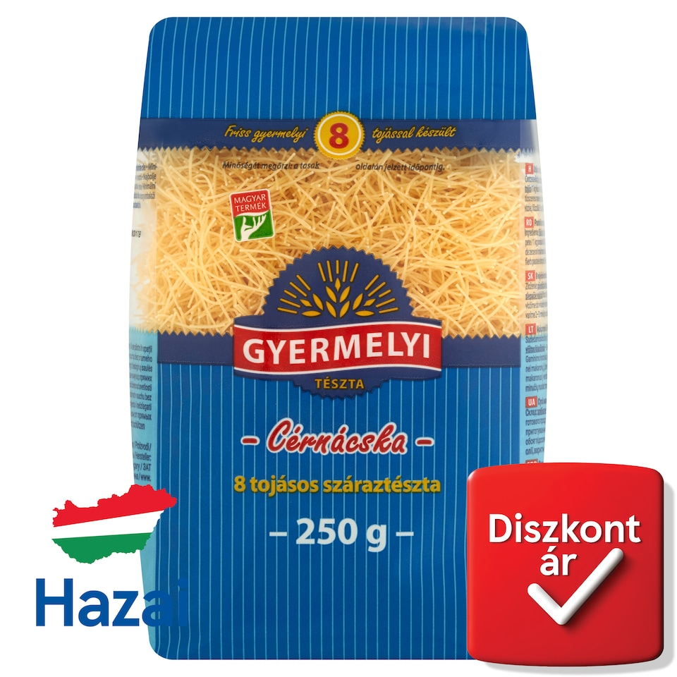 Gyermelyi cérnácska 8 tojásos száraztészta 250 g