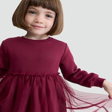 F&F Girls Cotton Rich Tulle Skirt Sweatshirt Dress in Pink