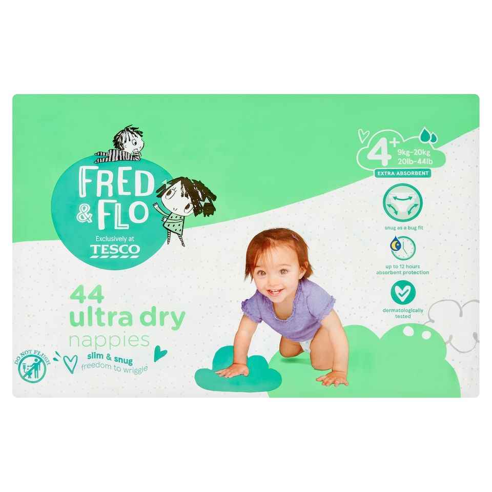 Fred & Flo Ultra Dry Nappies Size 4+ 44 Pack